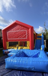 IMG 6198 1768675528 Bounce House with Slide Rental - Blue, Red and Yellow Bounce House Slide Combo Rental