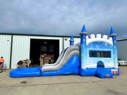 IMG 9352 1767741671 1 Bounce House with Slide Rental - Blue and White Snow Flake Bounce House Slide & Pool Combo rental